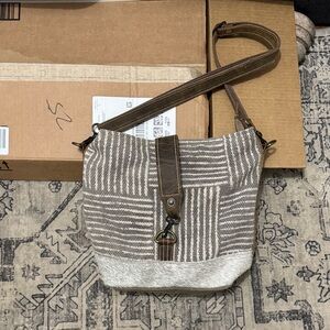 Myra bag Striped  Shoulder Bag with cowhide